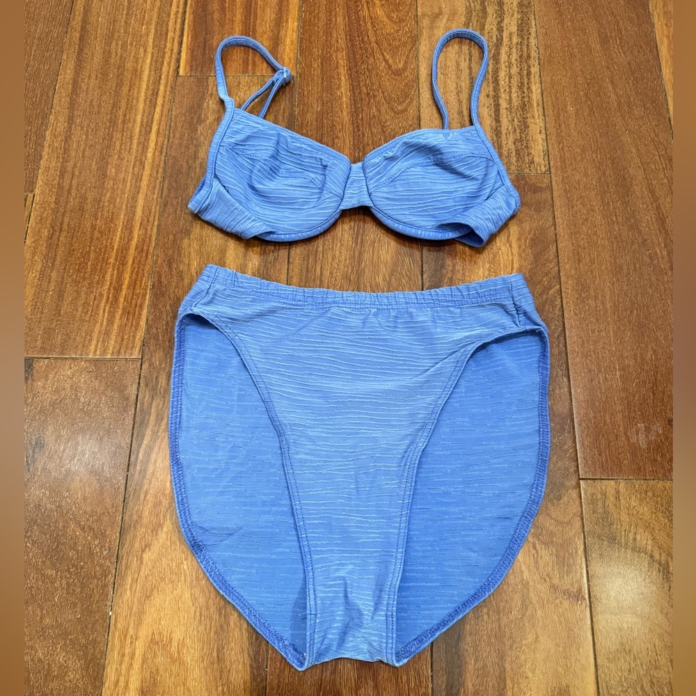 Vintage Body ID Blue Bikini Set — Size 8 — High-Waist Bottom & Underwire Top